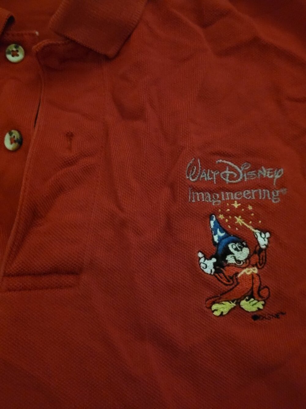 Walt Disney Imagineering Orange Polo Shirt with Embroidered Mickey Mouse Logo